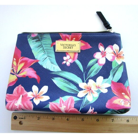 Victoria's Secret Navy & Floral Makeup Pouch/Case/Clutch - New without Tags - Picture 11 of 12